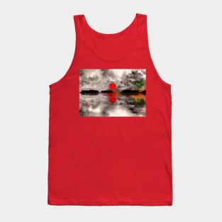 Red sunset abstract painting Tank Top